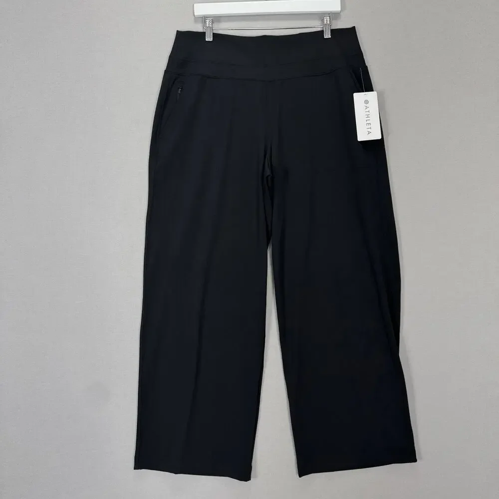 Athleta Venice Wide Leg Pants Womens XL Black Athleisure Lounge Travel Gorpcore
